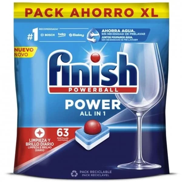 Lavavajillas máquina FINISH TODO RN 1, bolsa 63 dosis - 62.23 ud - Imagen del producto en Findit