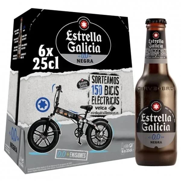 Cerveza negra Estrella Galicia 0.0 alcohol pack 6 botellas 25 cl. - 1.5 l - Imagen del producto en Findit