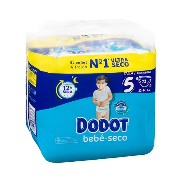 Pañal Bebé seco Jumbo 11-16 kg Talla 5 DODOT, paquete 72 uds - 72 ud - Imagen del producto en Findit