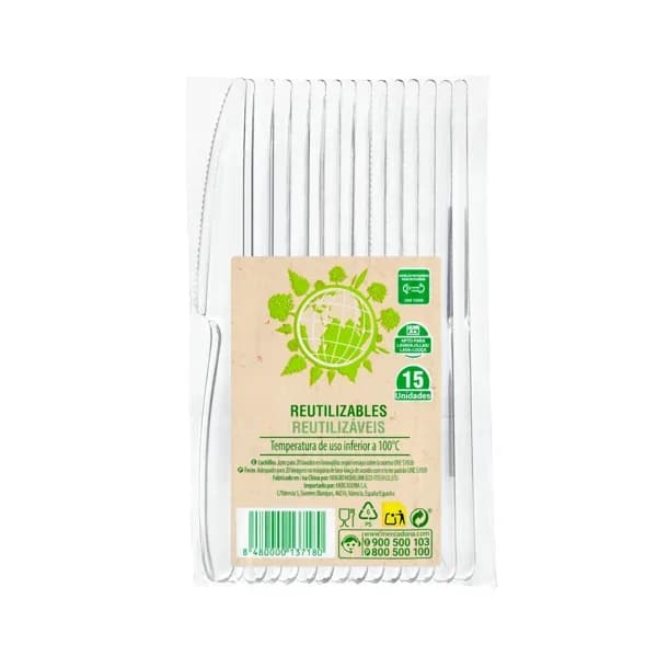 Cuchillos de plástico Bosque Verde reutilizables - 14.9 ud - Imagen del producto en Findit