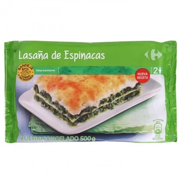 Lasaña de espinacas Carrefour 500 g. - 0.5 kg - Imagen del producto en Findit