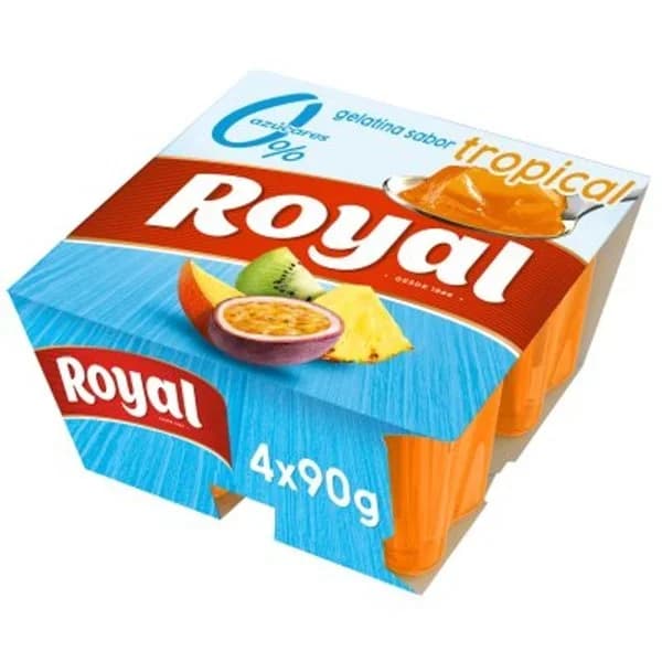 Gelatina sabor tropical 0% ROYAL, pack 4x90 g - 0.36 kg - Imagen del producto en Findit