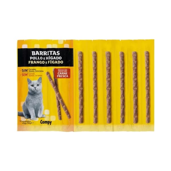 Snack gato barritas Compy de pollo e hígado - 0.05 kg - Imagen del producto en Findit