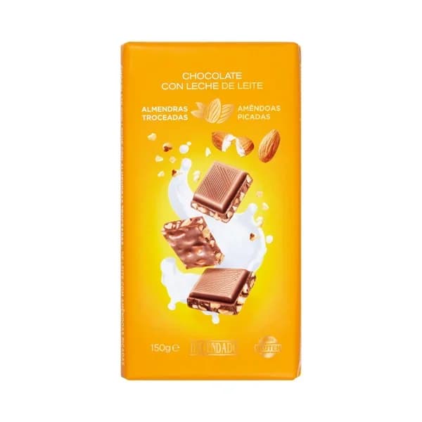 Chocolate con leche Hacendado almendras troceadas - 0.15 kg - Imagen del producto en Findit