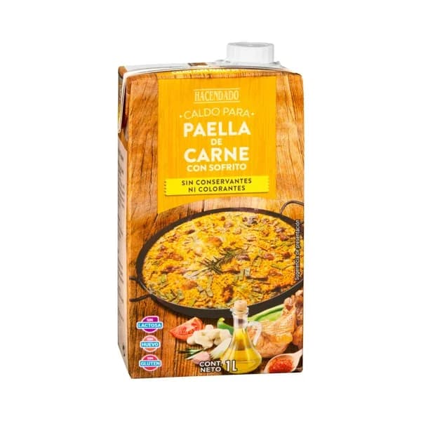 Caldo para paella de carne Hacendado con sofrito - 1 l - Imagen del producto en Findit