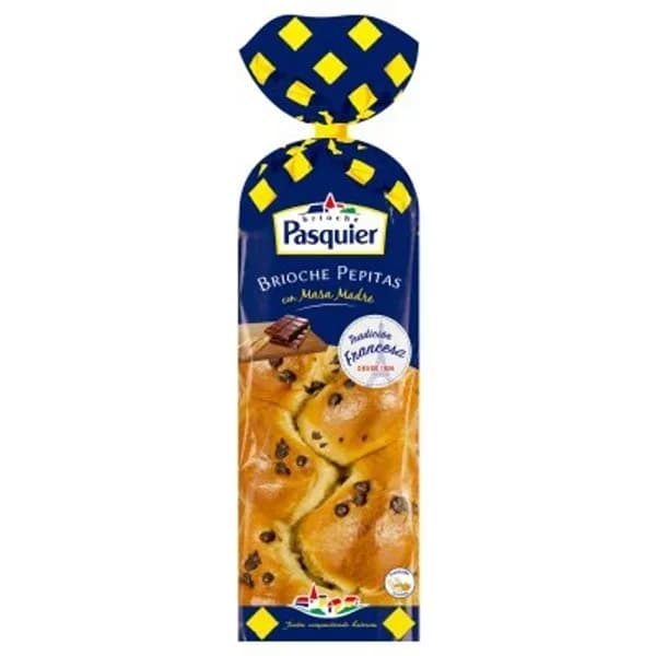 Brioche trenzado con pepitas de choco PASQUIER, paquete 600 g - 0.55 kg - Imagen del producto en Findit