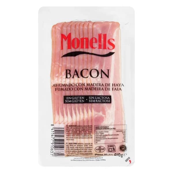 Bacón ahumado Monells lonchas - 0.21 kg - Imagen del producto en Findit