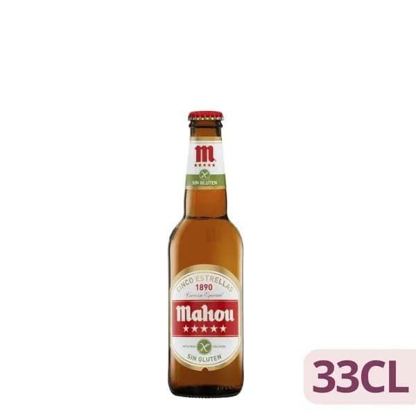 Cerveza Mahou 5 Estrellas especial sin gluten botella 33 cl. - 0.33 l - Imagen del producto en Findit