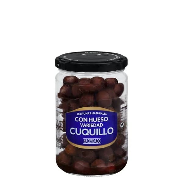 Aceitunas negras naturales Cuquillo Hacendado con hueso - 0.16 kg - Imagen del producto en Findit