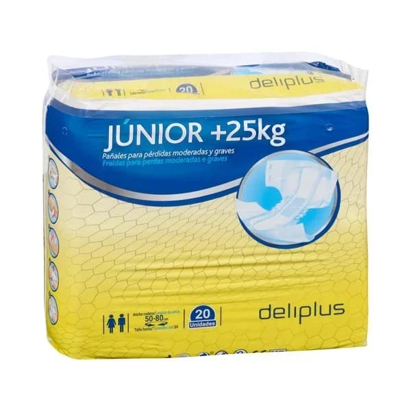 Pañal junior talla hasta 34 más de 25 kg Deliplus - 1 ud - Imagen del producto en Findit