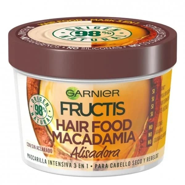 Mascarilla intensiva 3 en 1 macadamia alisadora para cabello seco y rebelde Garnier Fructis Hair Food 390 ml. - 0.39 l - Imagen del producto en Findit