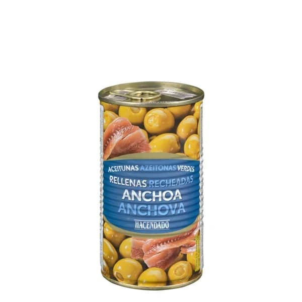 Aceitunas verdes rellenas de anchoa Hacendado - 0.15 kg - Imagen del producto en Findit