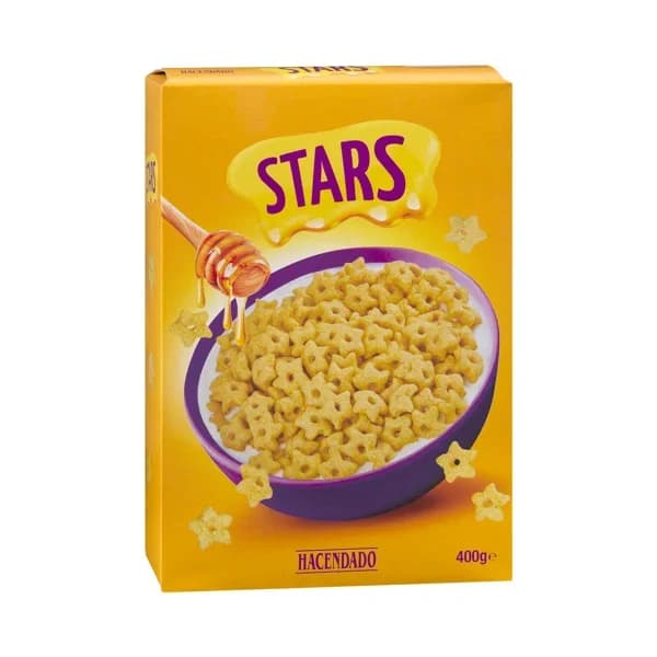 Cereales estrellas de maíz Stars Hacendado con miel - 0.4 kg - Imagen del producto en Findit
