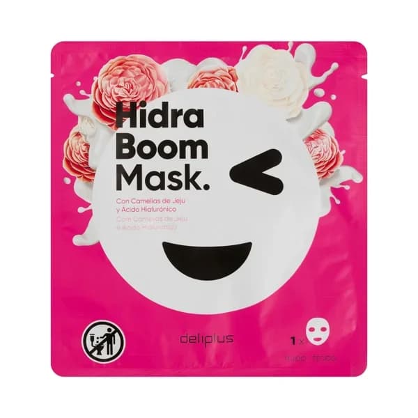 Mascarilla facial Hidra Boom Mask Deliplus con Camelias de Jeju y ácido hialurónico - 1 ud - Imagen del producto en Findit