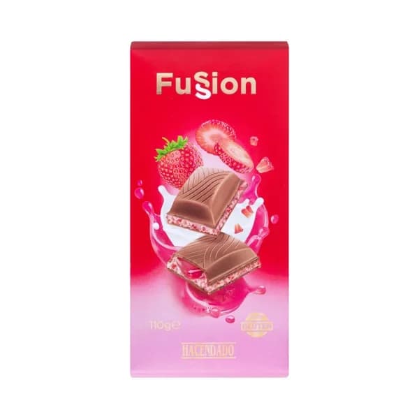 Chocolate con leche Fussion Hacendado relleno crema de fresa - 0.11 kg - Imagen del producto en Findit