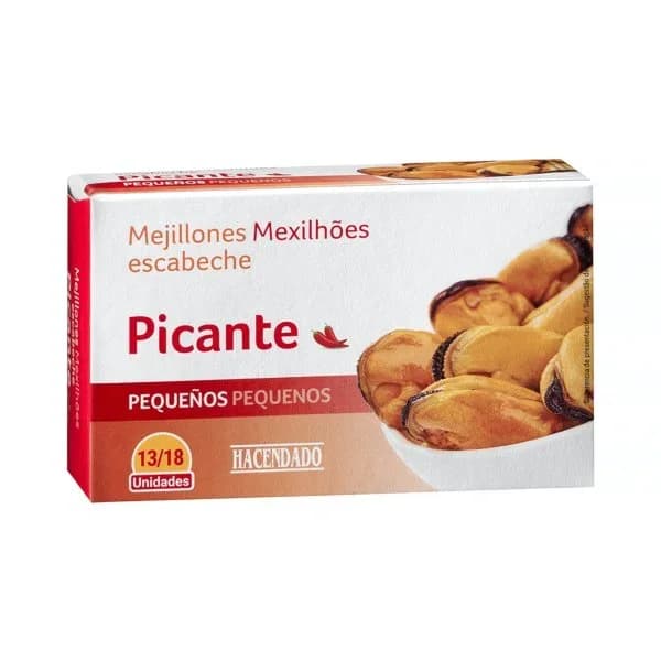 Mejillones picantes en escabeche Hacendado pequeños - 0.07 kg - Imagen del producto en Findit