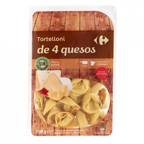 Tortelloni de 4 quesos al huevo Carrefour 250 g. - 0.25 kg - Imagen del producto en Findit