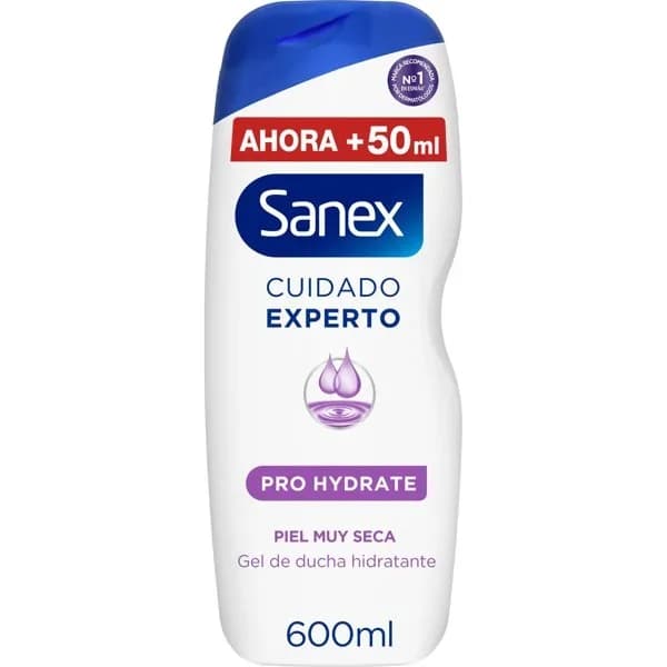 Gel de ducha hidratante piel muy seca Pro Hydrate Cuidado Experto Sanex 600 ml. - 0.6 l - Imagen del producto en Findit
