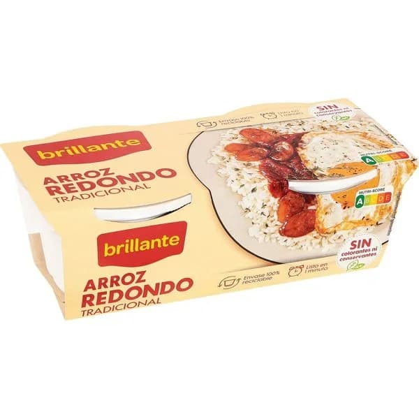Arroz redondo para microondas Brillante pack de 2 unidades de 125 g. - 0.25 kg - Imagen del producto en Findit