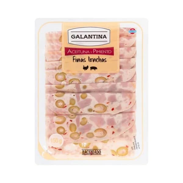 Galantina con aceituna y pimiento Hacendado finas lonchas - 1 ud - Imagen del producto en Findit