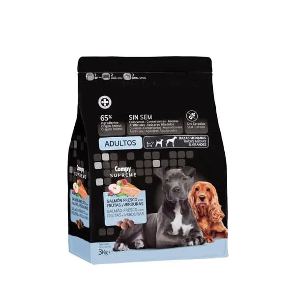 Comida perro adulto Supreme Compy salmón fresco con frutas y verduras - 1 ud - Imagen del producto en Findit