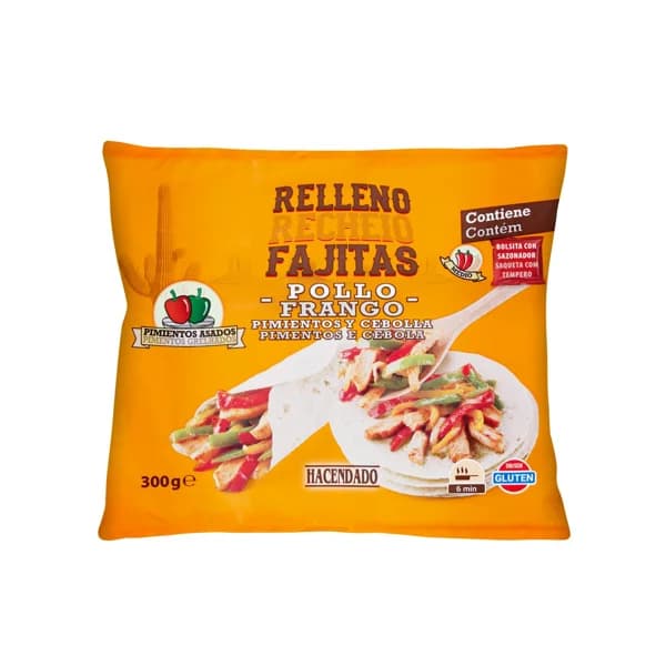 Relleno fajitas pollo  pimientos y cebolla Hacendado ultracongelado - 0.3 kg - Imagen del producto en Findit