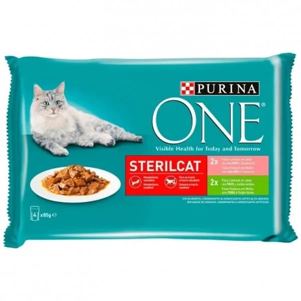 Comida Húmeda Gato One Esterilizado Salmón y Pavo - 0.34 kg - Imagen del producto en Findit