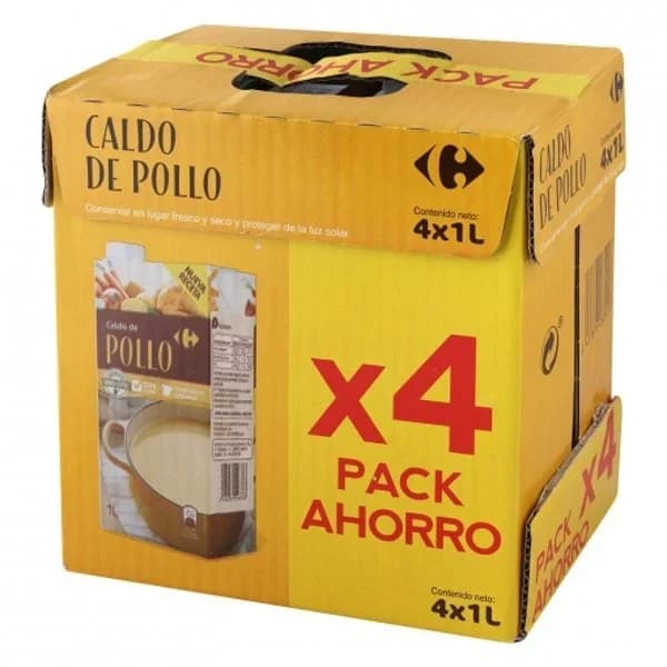 Caldo de pollo Carrefour sin gluten pack de 4 briks de 1 l. - 3.99 l - Imagen del producto en Findit