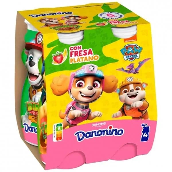 Yogur Líquido Bebedino Fresa y Plátano 4UD - 0.4 kg - Imagen del producto en Findit