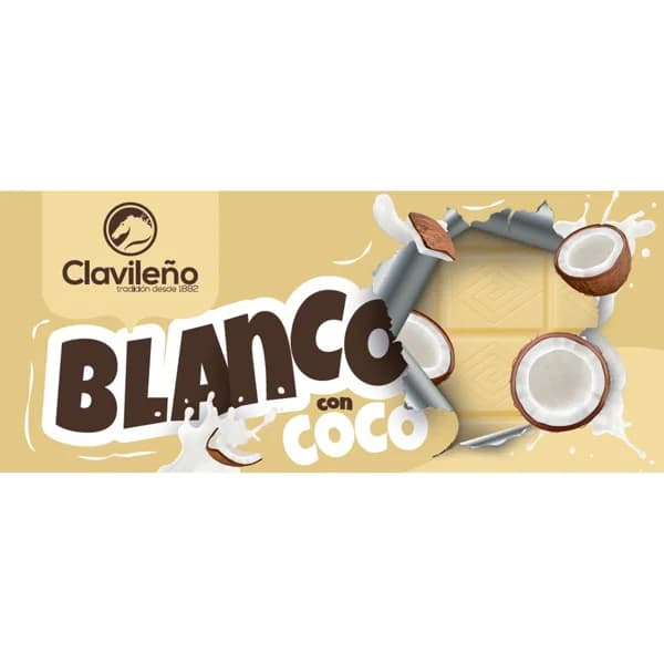 Chocolate Blanco con Coco Tableta 80G - 0.07 kg - Imagen del producto en Findit