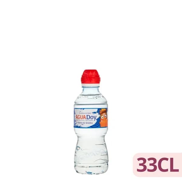 Agua mineral pequeña Aguadoy tapón infantil - 0.33 l - Imagen del producto en Findit