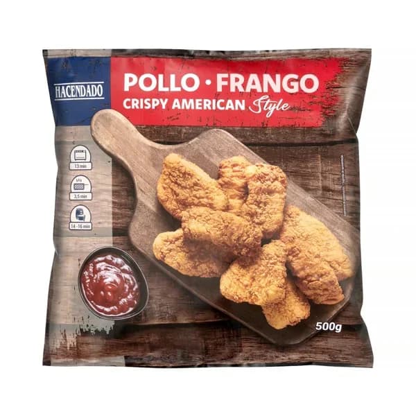 Pollo marinado rebozado Crispy American Style Hacendado ultracongelado - 0.5 kg - Imagen del producto en Findit