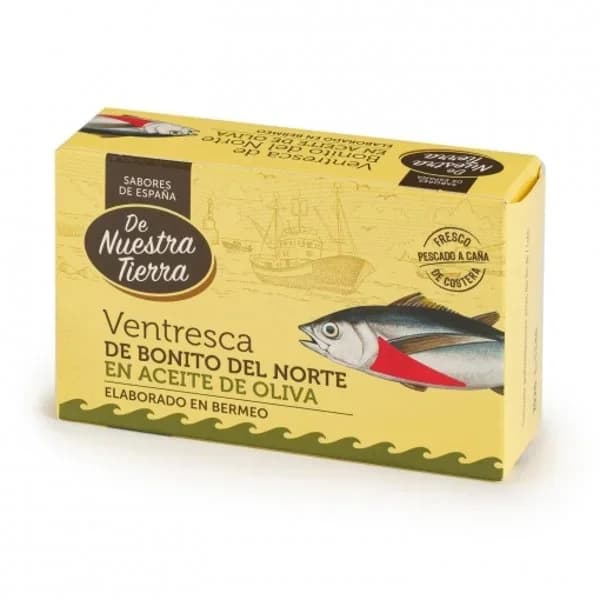 Ventresca de bonito del norte en aceite oliva De Nuestra Tierra 81 g. - 0.08 kg - Imagen del producto en Findit