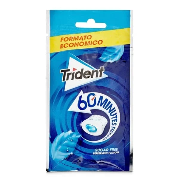 Chicles sabor menta 60 minutos Trident bolsa 39.6 g - 0.04 kg - Imagen del producto en Findit