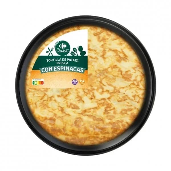 Tortilla de patatas con espinacas Carrefour Classic' sin gluten sin lactosa 600 g. - 1 kg - Imagen del producto en Findit