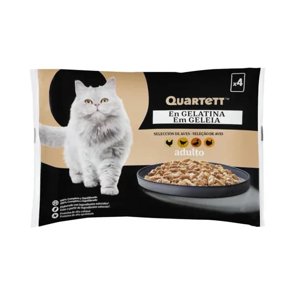 Gelatina gato adulto selección de aves Quartett - 0.34 kg - Imagen del producto en Findit
