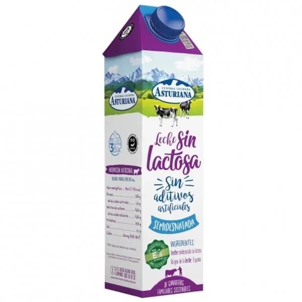Leche Semidesnatada sin Lactosa Brik 1L - 1 l - Imagen del producto en Findit