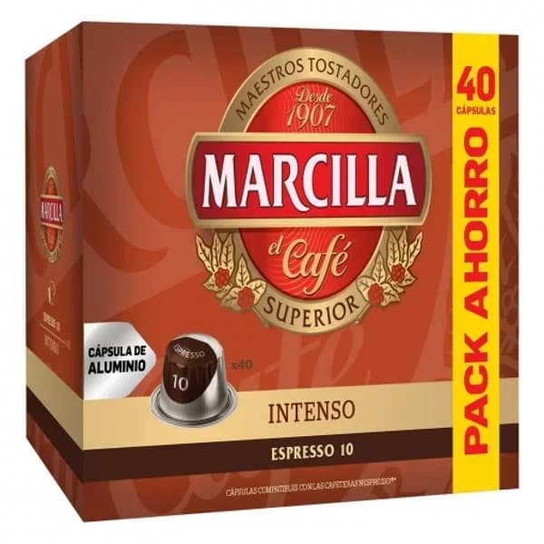 Café intenso en cápsulas Marcilla compatible con Nespresso 40 unidades de 5,2 g. - 0.21 kg - Imagen del producto en Findit