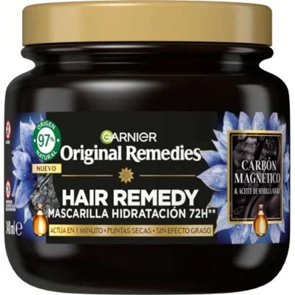 Mascarilla hidratante carbón magnético semilla negra puntas secas Original Remedies Garnier 340 ml. - 0.34 l - Imagen del producto en Findit