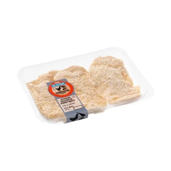 Pechugas de pollo rellenas de jamón y queso empanadas sin gluten - 1 ud - Imagen del producto en Findit