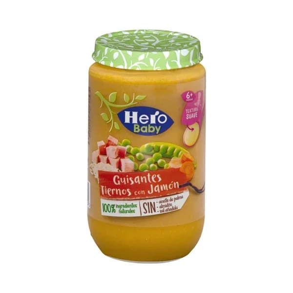 Tarrito de jamón con guisantes desde 6º mes HERO, tarro 235 g - 0.24 kg - Imagen del producto en Findit