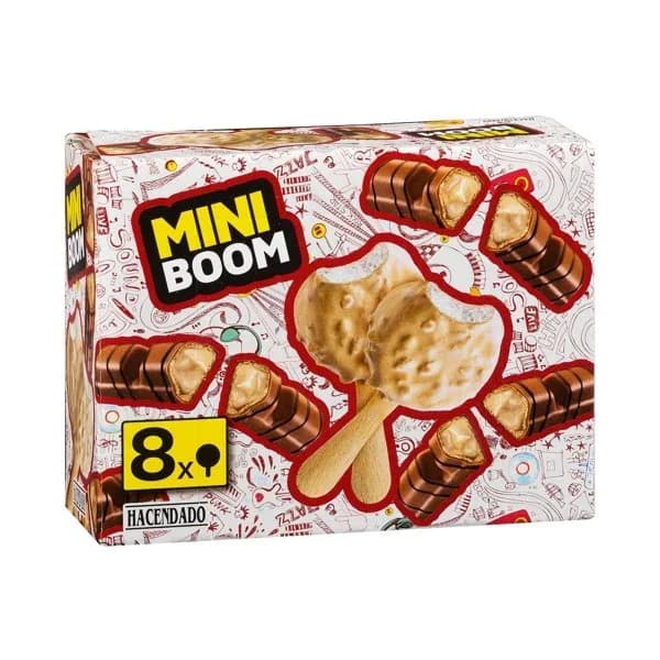 Helado mini Boom Hacendado con cobertura blanda de pasta de avellana y galleta troceada - 0.48 l - Imagen del producto en Findit
