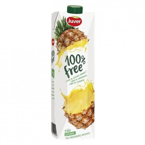 Bebida de zumo de piña 100% free Juver brik 1 l - 1 l - Imagen del producto en Findit