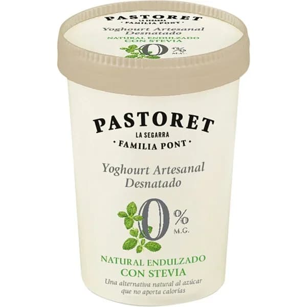 Yogur desnatado natural con stevia Pastoret 500 g. - 0.5 kg - Imagen del producto en Findit