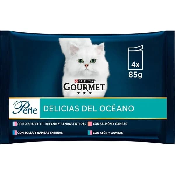 Comida húmeda delicias del océano para gato adulto Purina Gourmet Perle 4x85 g. - 0.34 kg - Imagen del producto en Findit