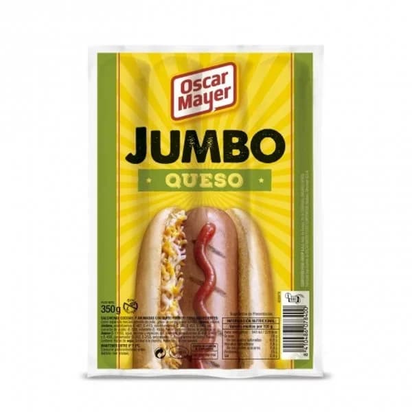 Salchichas de queso Oscar Mayers Jumbo sin gluten 350 g. - 0.35 kg - Imagen del producto en Findit