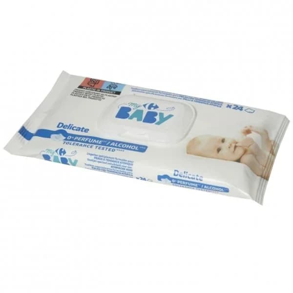 Toallitas para bebe delicate Carrefour my baby 24 ud - 23.67 ud - Imagen del producto en Findit