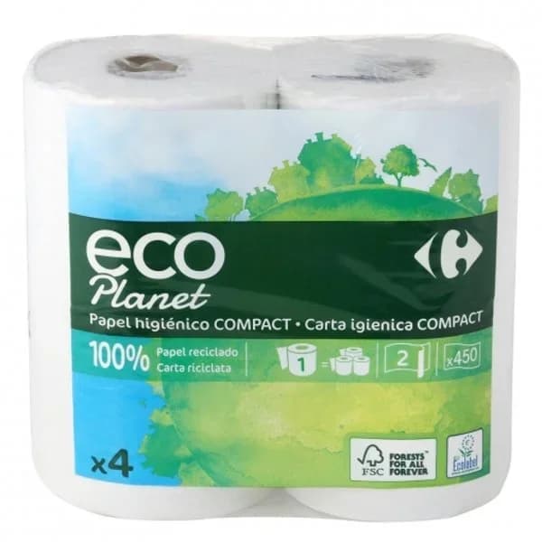 Papel higiénico ecológico Carrefour Eco Planet 4 rollos. - 4.01 ud - Imagen del producto en Findit