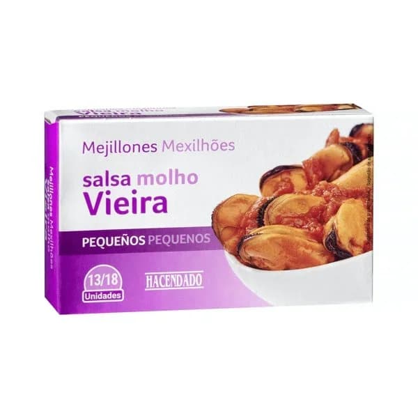 Mejillones en salsa de vieira Hacendado pequeños - 0.07 kg - Imagen del producto en Findit