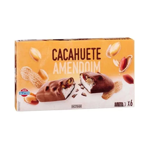 Helado barrita sabor cacahuete Hacendado con cobertura de chocolate con leche - 0.3 l - Imagen del producto en Findit